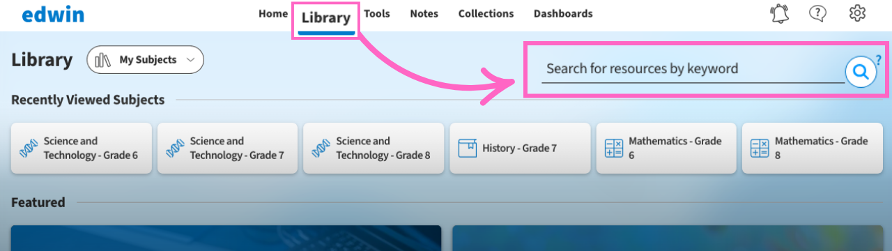 Navigating Resources with the Search Tool