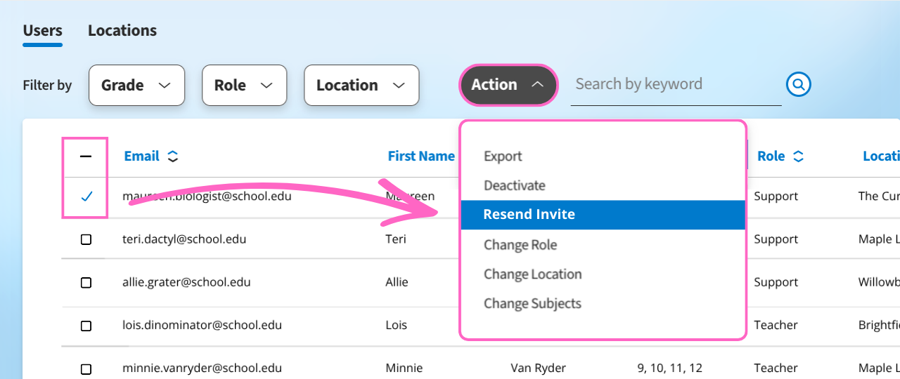 Invite Users to Edwin